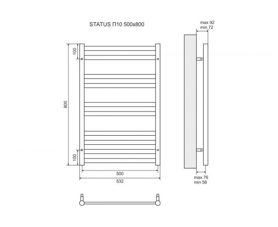 Водяной полотенцесушитель Lemark Status 500x800 LM44810 – изображение 5