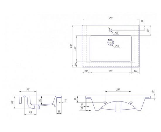 Умывальник Kirovit Оскар 750 белый мебельный 18297 – изображение 6