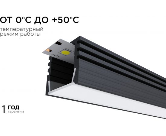 Накладной П-образный алюминиевый профиль для ленты Apeyron черный, 2м, ширина ленты до 10мм, комплект 08-10-ЧБ – изображение 8