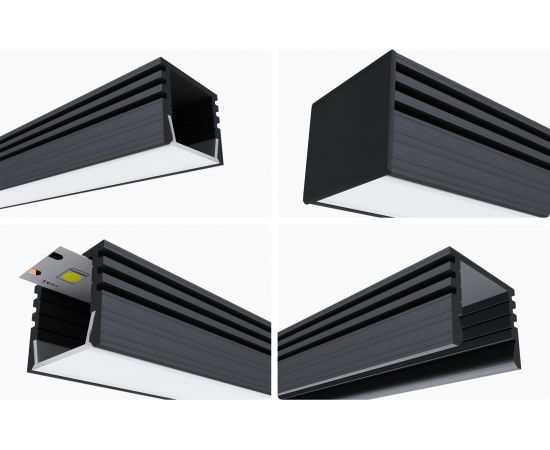 Накладной П-образный алюминиевый профиль для ленты Apeyron черный, 2м, ширина ленты до 10мм, комплект 08-10-ЧБ – изображение 9