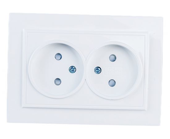 2-местная розетка EKF Минск СП 10А без заземления, с защитными шторками, белая ERR10-102-100 