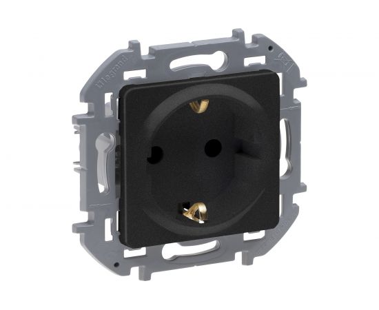 Розетка Legrand 2К+З - немецкий стандарт - 16 А - 250 В - INSPIRIA - антрацит 673723 
