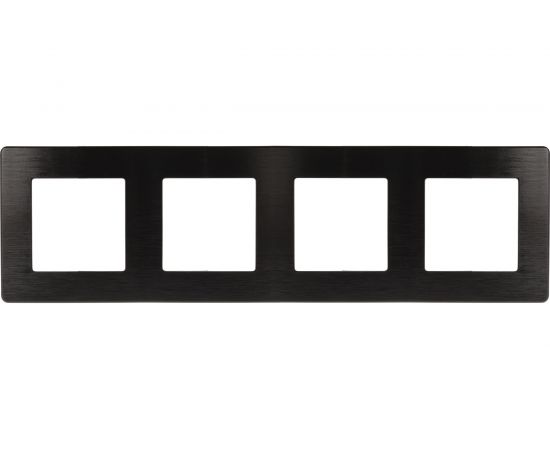 Рамка для розеток и выключателей ЭРА Серия 12 12510406 на 4 поста, Сатин, черный Б0052534 