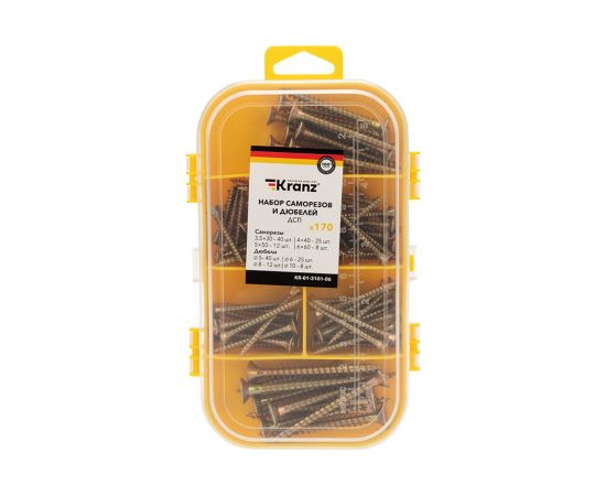 Набор саморезов и дюбелей для ДСП kranz 170 шт. KR-01-3101-06 