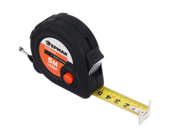 Рулетка ЕРМАК Черная, 3 фиксатора, 5мх19мм 658-145 