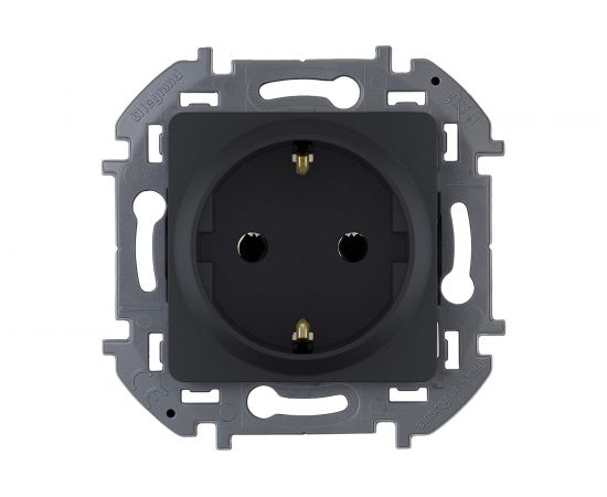 Розетка Legrand 2К+З - немецкий стандарт - 16 А - 250 В - INSPIRIA - антрацит 673723 – изображение 2