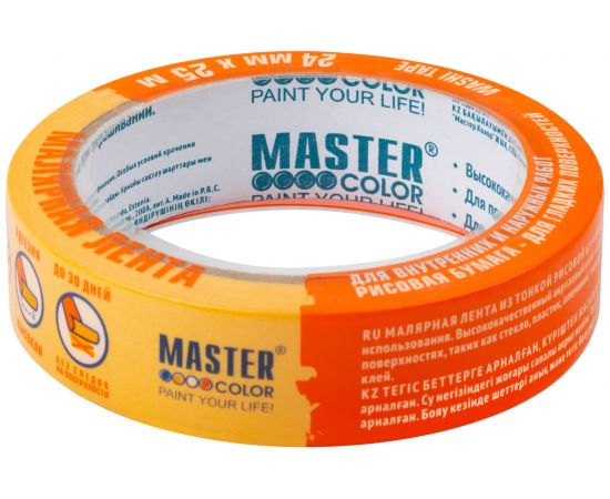 Малярная лента MASTER COLOR золотистая, рисовая бумага, термостойк. до 100C, 24 мм х 25 м 30-6122 – изображение 2