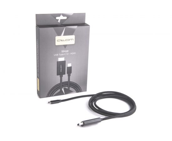Шнур Atom Evolution USB Type-C 3.1 - HDMI, 1,8 м, штекер/штекер, 4К, 30Гц, черный, 31003 – изображение 3