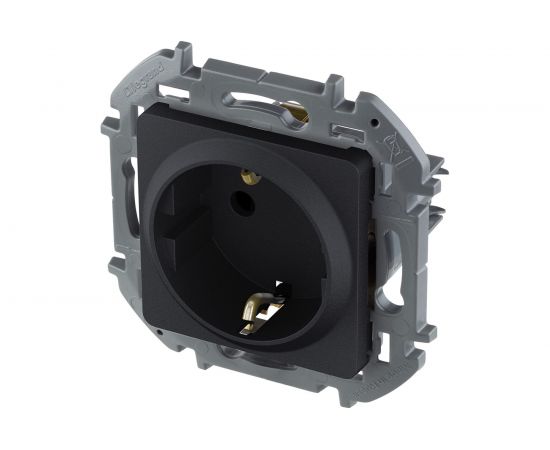 Розетка Legrand 2К+З - немецкий стандарт - 16 А - 250 В - INSPIRIA - антрацит 673723 – изображение 4