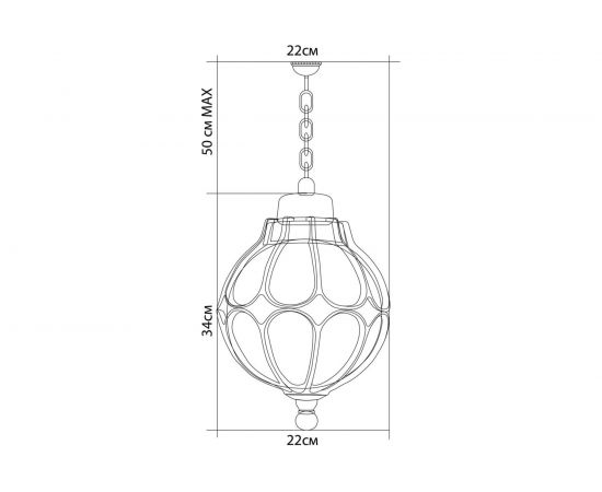 Садово-парковый светильник, круглый на цепочке 60W 230V E27, черное золото Feron PL3805 11370 – изображение 4