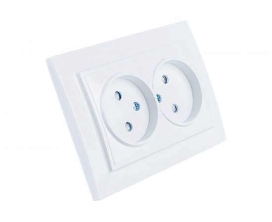 2-местная розетка EKF Минск СП 10А без заземления, с защитными шторками, белая ERR10-102-100 – изображение 4