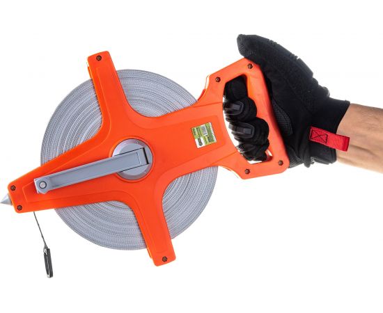 Геодезическая рулетка ON 100м x 12,5мм, фибергласовая лента, открытый корпус 05-02-100 – изображение 5