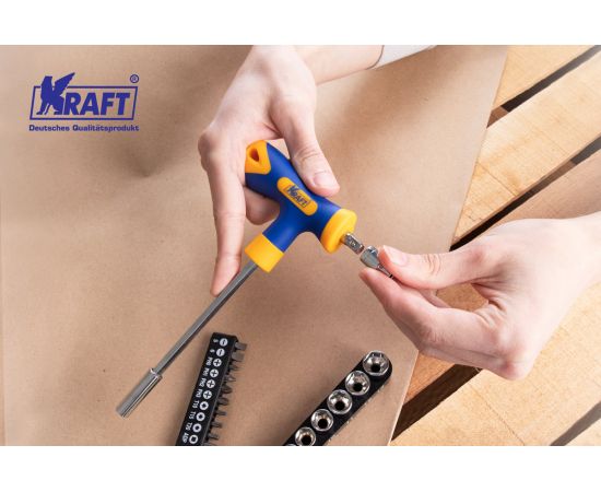 Т-образная отвертка с битами и головками 20 предметов KRAFT KT 701039 – изображение 5