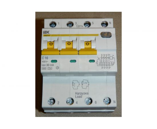 Автоматический выключатель дифференциального тока IEK 3п+N 2модуля C 25A 30mA тип A 6kA АВДТ-34 ИЭК MAD22-6-025-C-30 – изображение 7