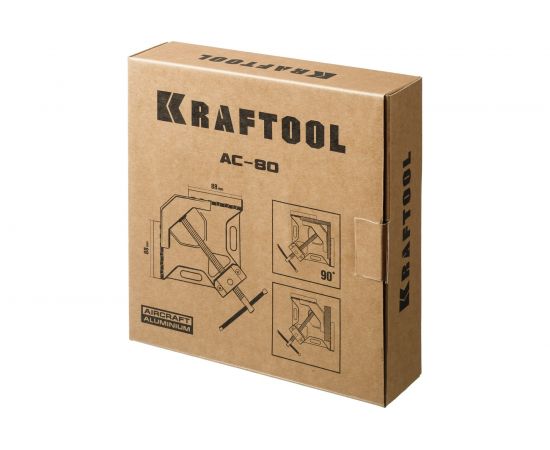 Угловая струбцина KRAFTOOL AC-80 алюминиевая, глубина зажима 70 мм 32202 – изображение 7