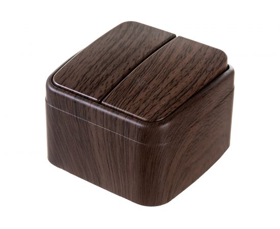 2-клавишный выключатель EKF Минск ОП 10А тёмное дерево EGV10-023-40 