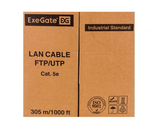 Кабель UTP ExeGate 4 пары категории 5e медь, 24AWG, LSZH, бухта 305м, оранжевый 281820 