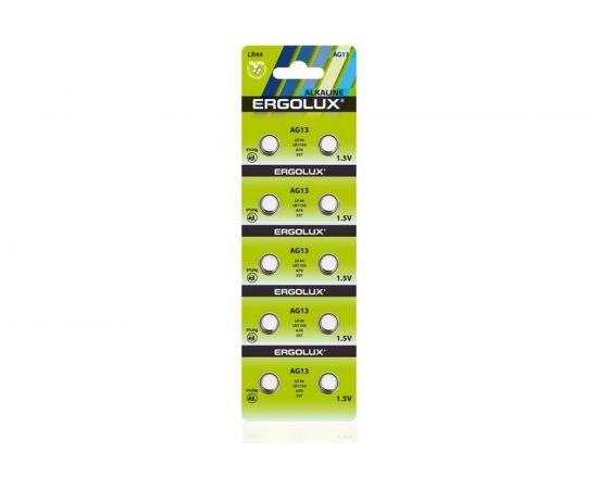 Батарейки для часов Ergolux AG13 BL-10 AG13-BP10 LR44/LR1154/A76/357 14324 