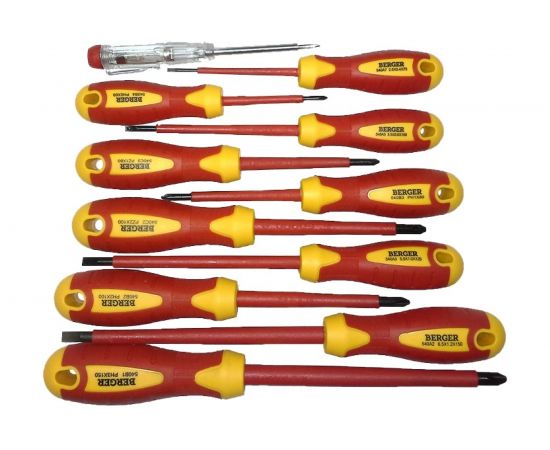 Набор диэлектрических отверток до 1000V, 11шт Berger BG BG1066 