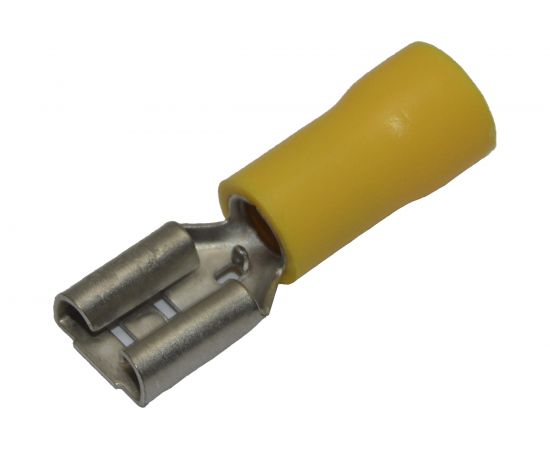 Плоский полностью изолированный наконечник KLR KRD-5638 с манжетой мама Желтый НУ=100шт 6605638 