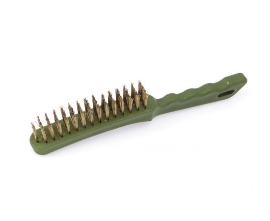 Щётка с пластиковой рукояткой, латунная щетина, 4-х рядная Дело техники 270734 