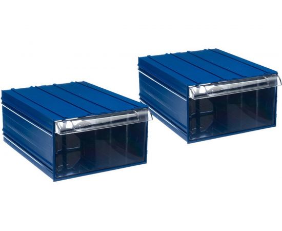 Пластиковый короб СТЕЛЛА-ТЕХНИК 260x364x150 мм, комплект 2 штуки С-510-2К, синий-прозрачный 
