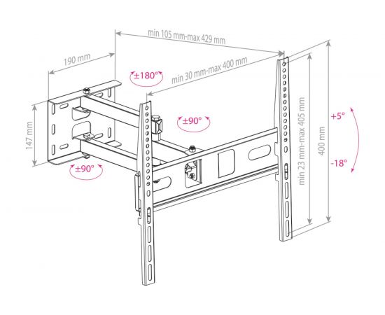 TV кронштейн Arm media PT 15 black 10197 – изображение 2