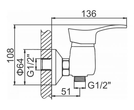 Смеситель для душа LEDEME картридж д.35 мм L2014-B 65703 – изображение 2