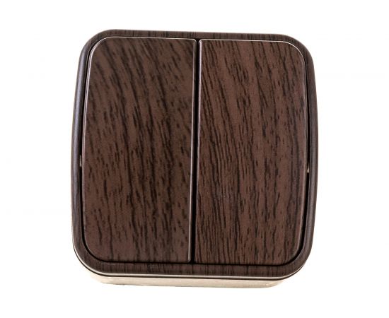 2-клавишный выключатель EKF Минск ОП 10А тёмное дерево EGV10-023-40 – изображение 2