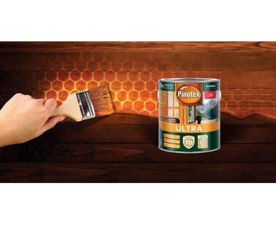 Защитная лазурь PINOTEX ULTRA влагостойкая для защиты древесины до 10 лет, база под колеров 2,7 л 5353775 – изображение 3