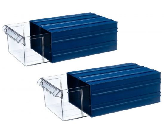 Пластиковый короб СТЕЛЛА-ТЕХНИК 260x364x150 мм, комплект 2 штуки С-510-2К, синий-прозрачный – изображение 3