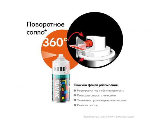 Универсальная эмаль KUDO оранжевая RAL 2004 аэрозоль 140 мл KU-1019.2 11606174 – изображение 6