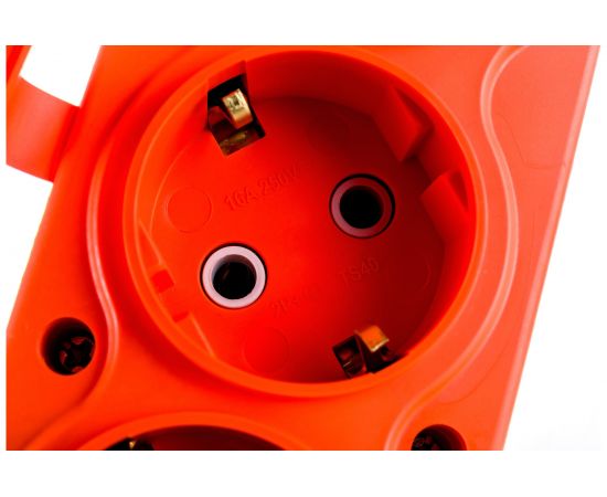 Штепсельная колодка NE-AD 4-гнезда с крышкой, с заземлением, 16А, IP54 каучук, Оранжевый 4114 – изображение 6