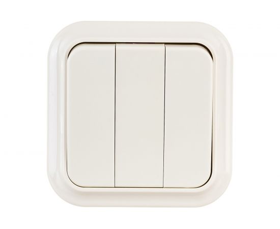 Выключатель Bylectrica 3-клавишная, открытая установка, 6А, серия ПРАЛЕСКА, А056-137 бежевый 