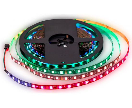 Комплект адресной ленты Apeyron 24В, 14,4Вт/м, smd5050, 60д/м, IP20, подложка 10мм(черная), 10м, RGB/ 10-101 
