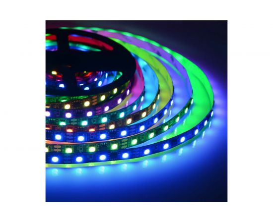 Комплект цифровой светодиодной ленты Apeyron 12В, 14,4Вт/м, smd5050, 60д/м, IP20, подложка 10мм/черная, 5м, rgb 83ЦЛ 