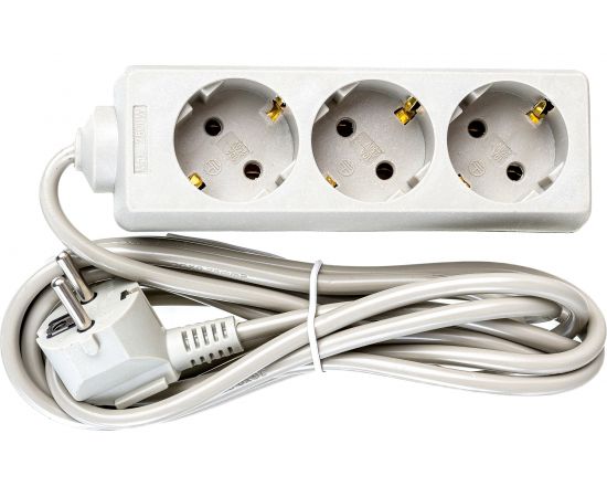 Удлинитель ExeGate ECE-3-3G 3 евророзетки с заземлением, 3м, серый 285805 