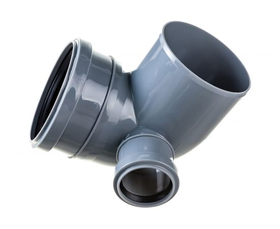 Отвод ПОЛИТЭК 110х90 градусов, с выходом 50, левый 300111050Л 