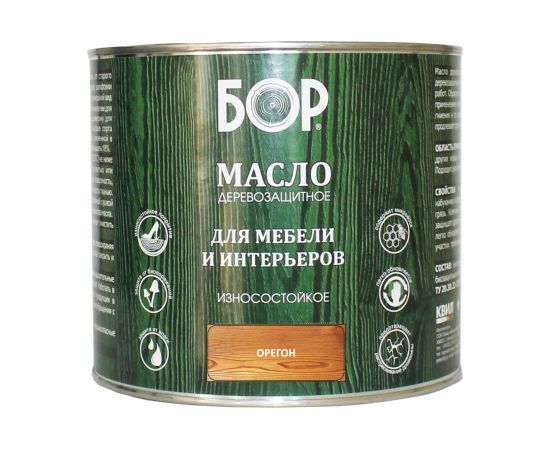 Деревозащитное масло для мебели и интерьеров Бор орегон, банка 1,7 кг 4690417074303 