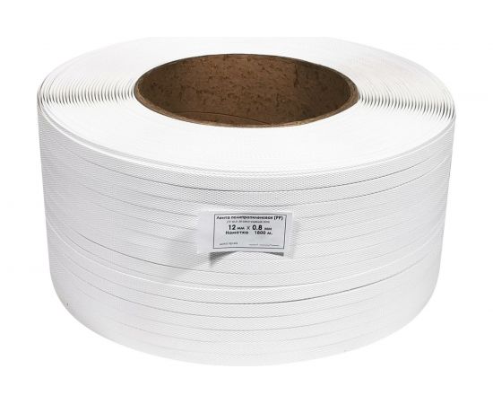 Лента Кордленд ПП, 12х0,8 мм х 1,8 км, 180 кгс, белый, М/ПА PP-00672 