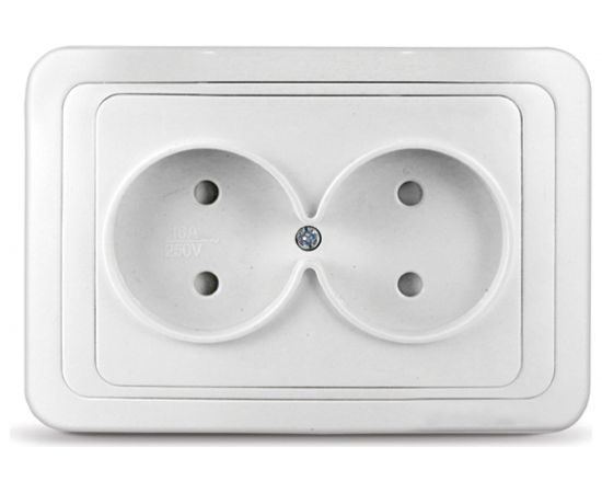 Двухместная розетка UNIVersal Валери без заземления, скрытая установка, защитные шторки, 16А, 220В, белая еврослот В0102x 