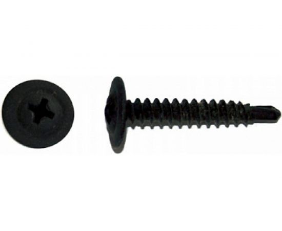 Саморез с прессшайбой КРЕП-КОМП сверло чёрный фосфат 4,2х19 1000шт пшсч19ф 