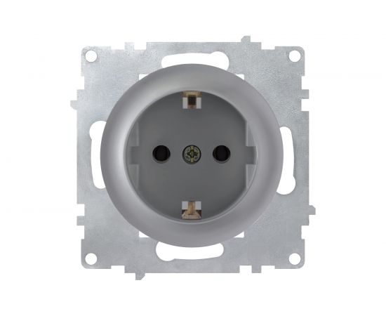 Розетка OneKeyElectro с заземлением, цвет серый 2172834 