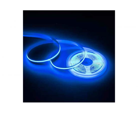 Светодиодная лента Apeyron 24В, 14Вт/м, COB, 512д/м, IP20, подложка 10мм, 5м, синий 00-366 