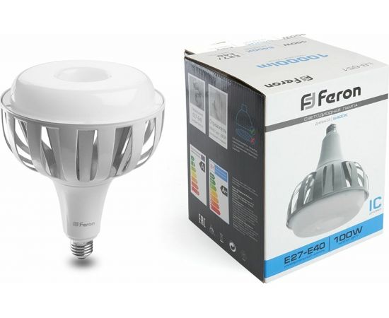 Светодиодная лампа FERON LB-651 230V, E27-E40 с переходником, 6400K 38096 