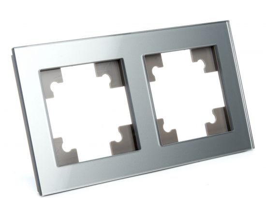 Горизонтальная 2-местная рамка STEKKER серия Катрин, GFR00-7002-03, серебро 39532 – изображение 2