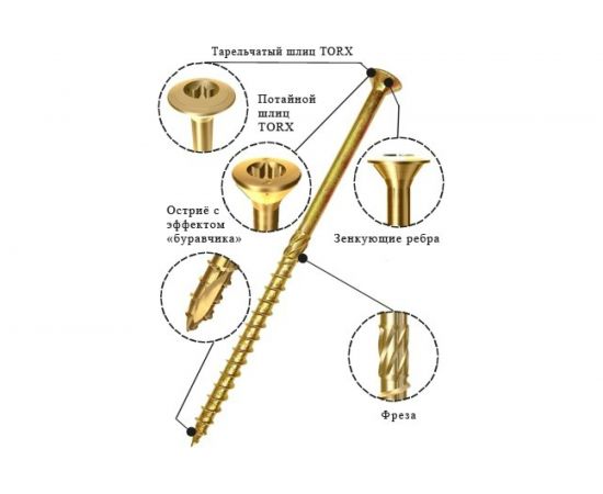 Конструкционный саморез INFIX потайн. 6х160 ЦЖ TX 30 47090 – изображение 2