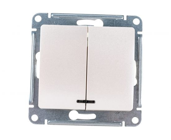 2-клавишный механизм выключателя Schneider Electric скрытой проводки Glossa 10А 5а с подсветкой перламутр GSL000653 – изображение 2