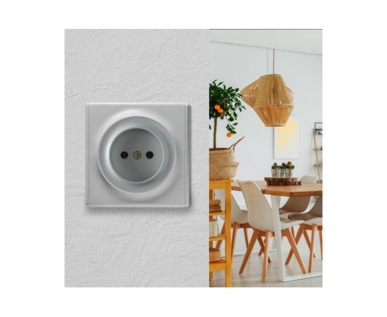 Розетка OneKeyElectro с заземлением, цвет серый 2172834 – изображение 2