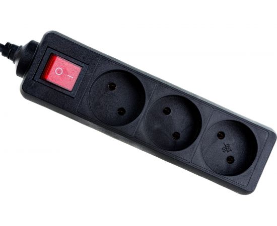 Сетевой удлинитель ФОТОН 10-33S, 3м, 3 розетки, 10А, с выключателем, Черный 24749 – изображение 3